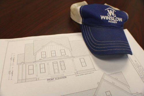 winslow hat on a blue print